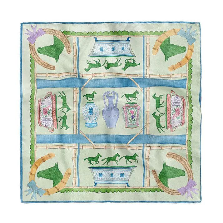 Equestrian Topiary Scarf Green