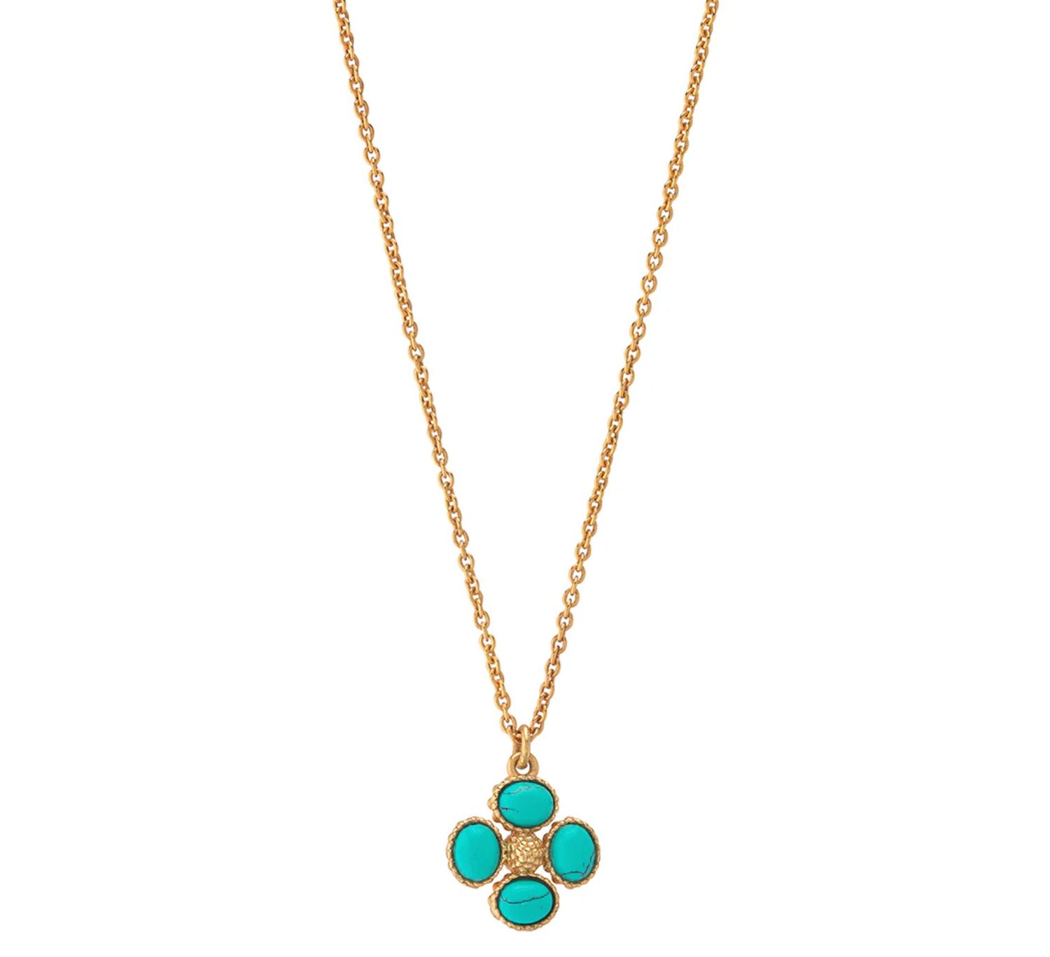 Berry Clover Double Sided Charm Necklace, 16"+2" - Turquoise