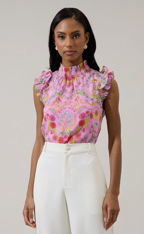 Ramsie Floral Top Pink