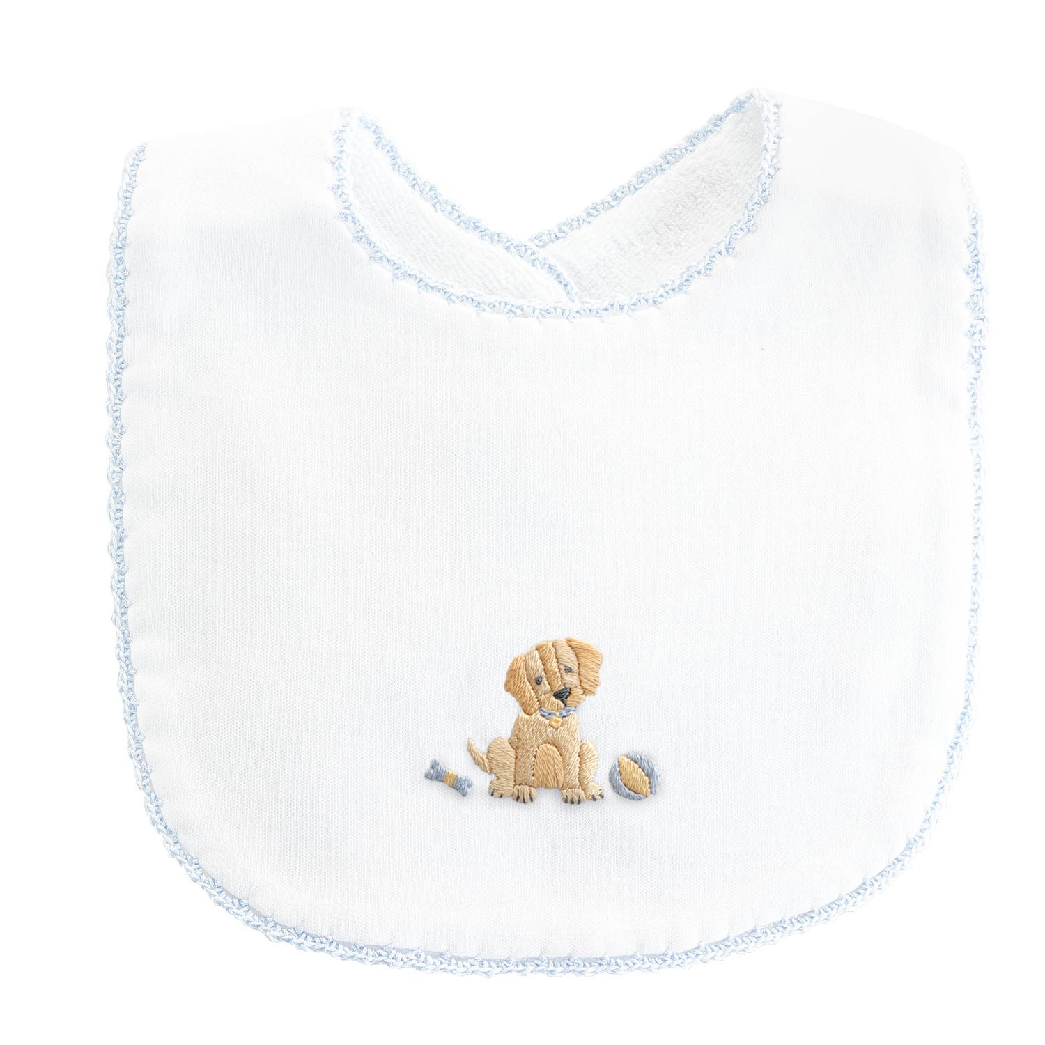 Good Puppy Bib Crochet Trim - Blue