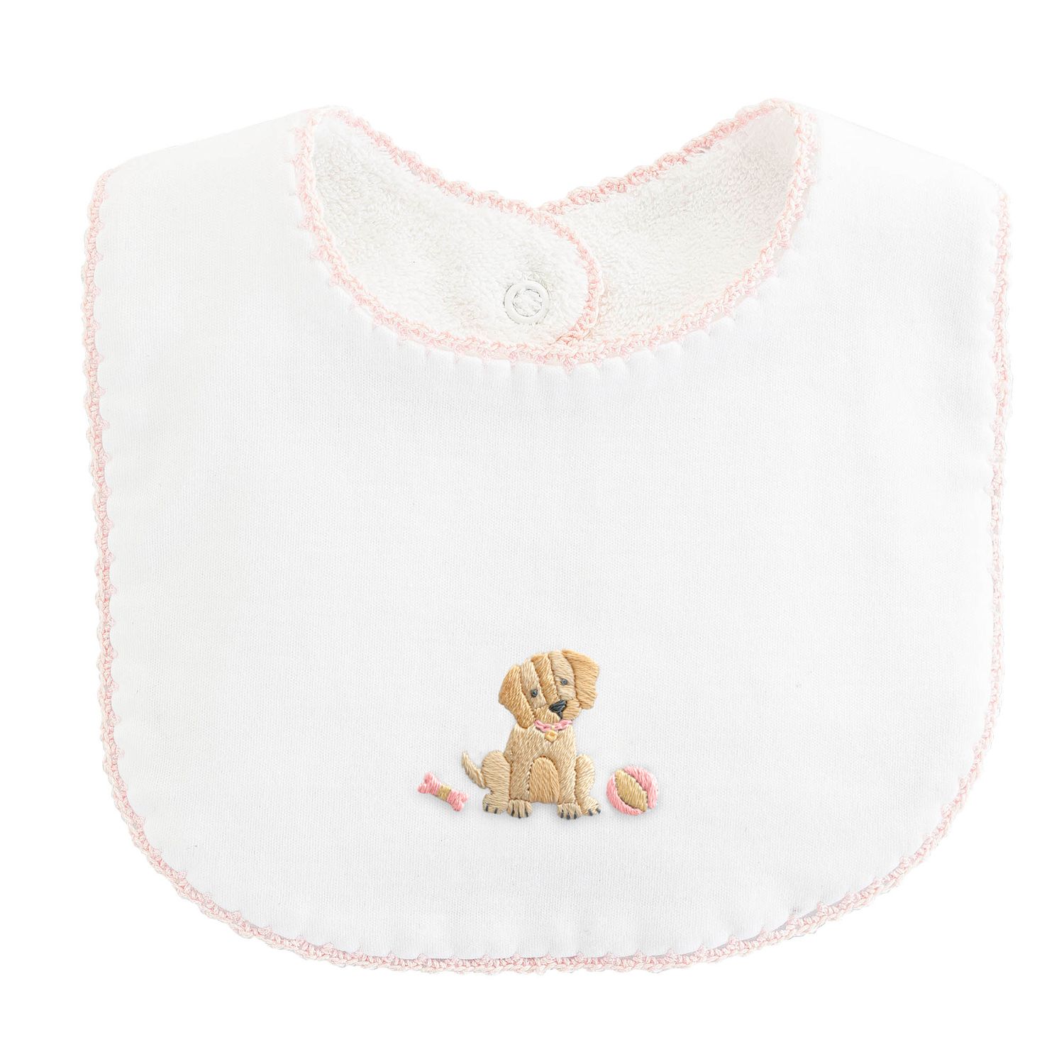 Good Puppy Bib Crochet Trim - Pink