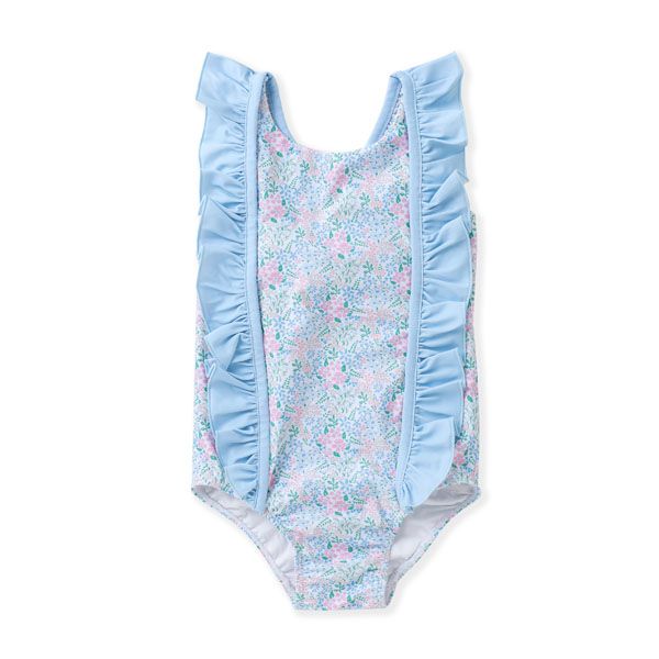 Blue Trim Floral One-Piece Swimsuit