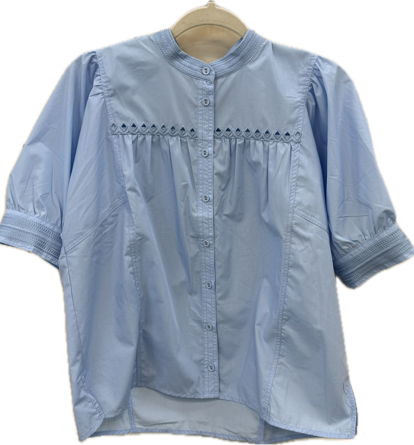 Light Blue Eyelet Detail Blouse