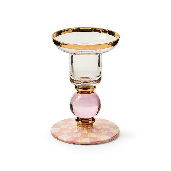 Rosy Check Small Glass Candlestick