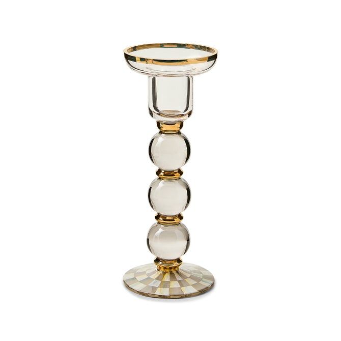Sterling Check Large Glass Candlestick
