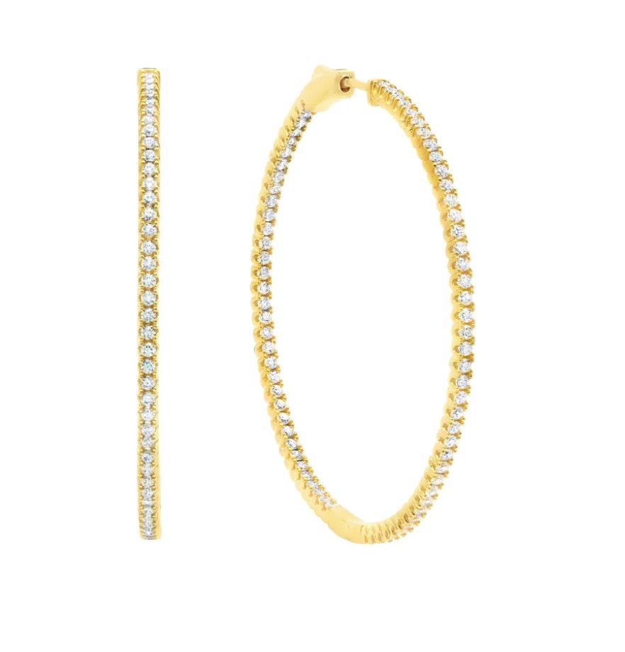 Small Pave Hoop Yellow Gold