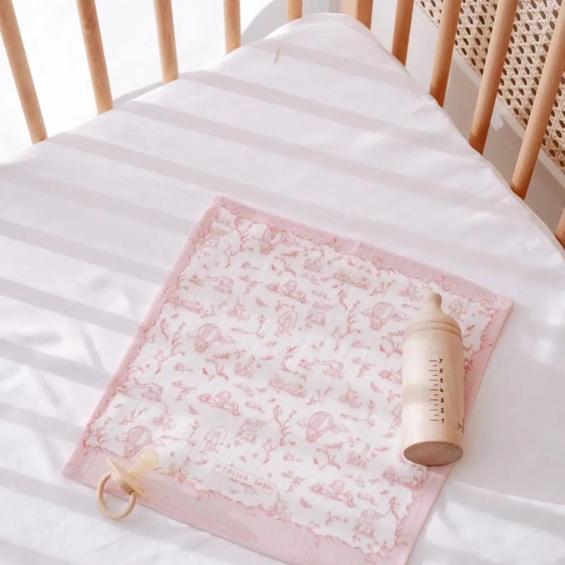 Burp Cloth- Toile de Jouy Pink