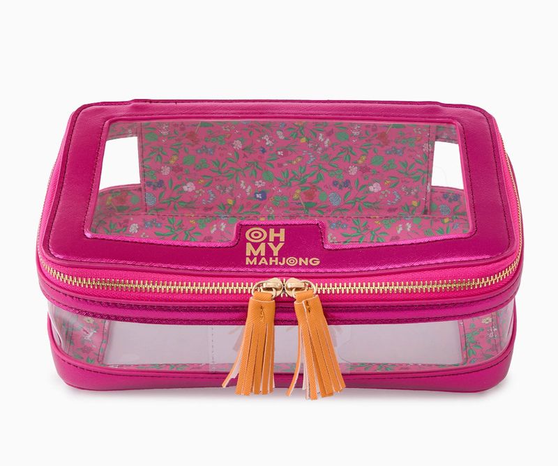 Metallic Pink Tile Storage Mahjong Bag