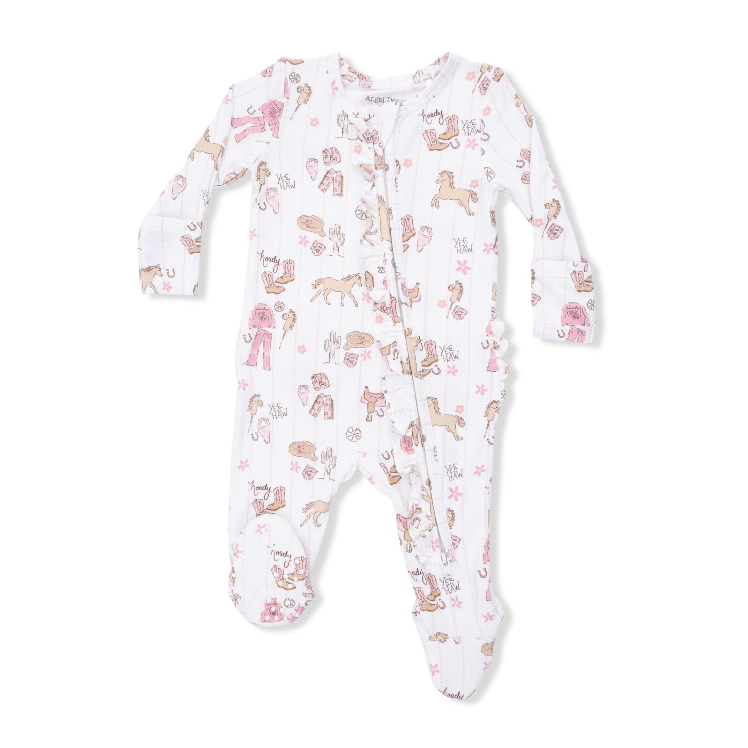Cowgirl Nursery 2 Way Zipper Ruffle Back Footie