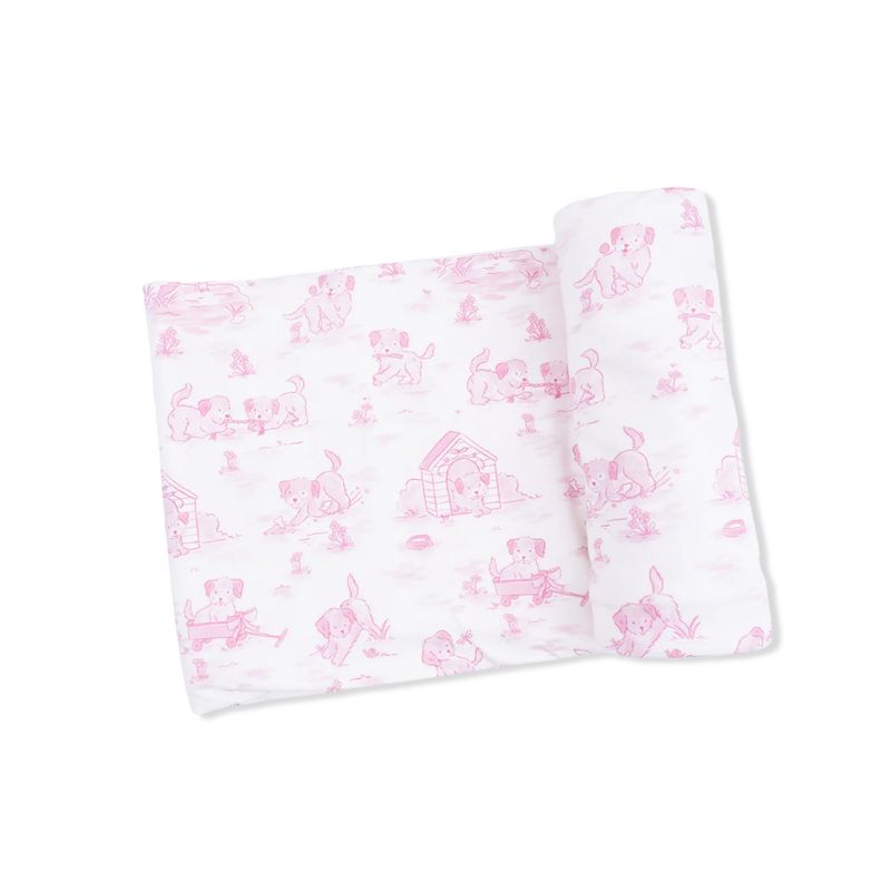 Pink Puppy Toille Swaddle Blanket 45x45