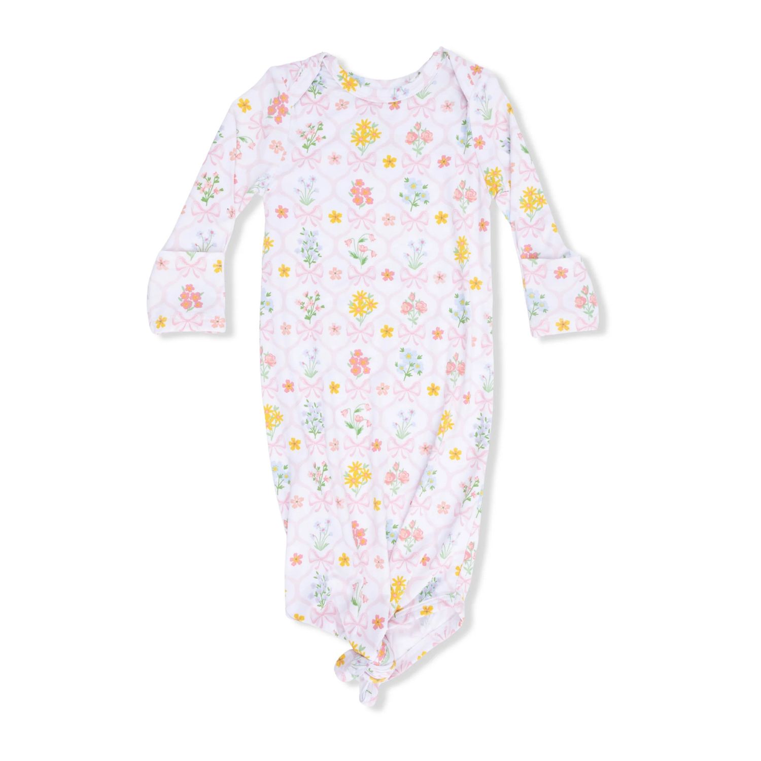 Spring  Blooms Bow Trellis Knotted Gown 0-3M