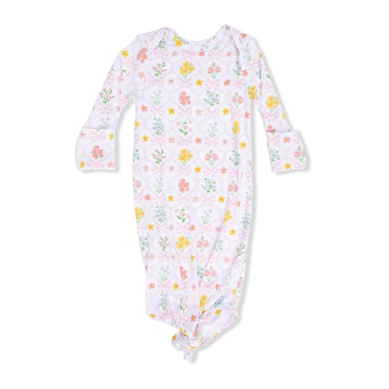 Spring  Blooms Bow Trellis Knotted Gown 0-3M