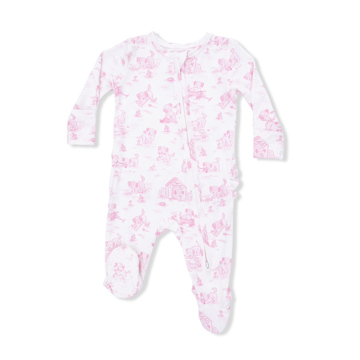 Puppy Toille 2 Way Zipper Ruffle Back Footie