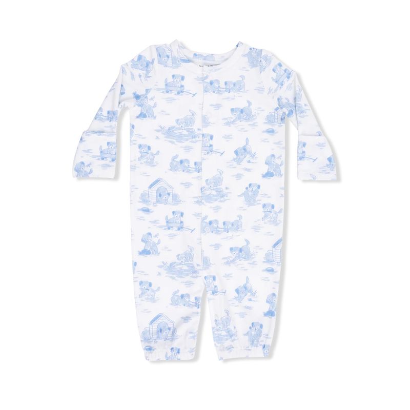 Blue Puppy Toile Converter Gown 0-3M