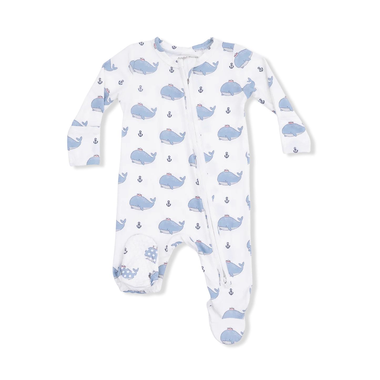 Bubbly Sailor Whales 2 Way Zipper Footie 
