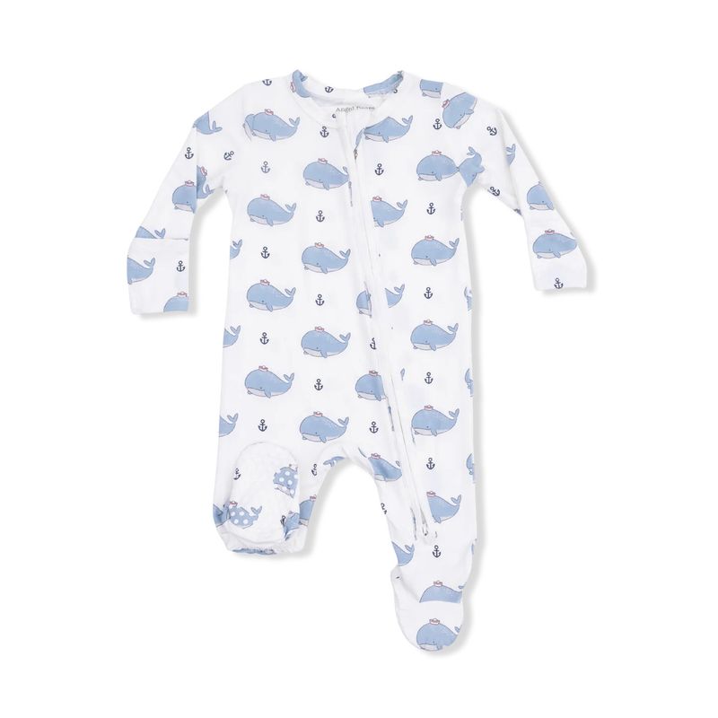 Bubbly Sailor Whales 2 Way Zipper Footie 