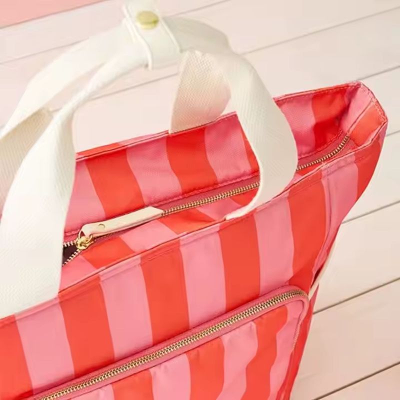 Striped Cooler Tote Bag