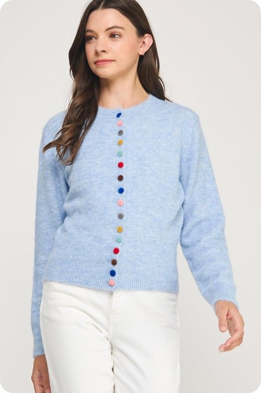 Multi Color Button Knit Cardigan