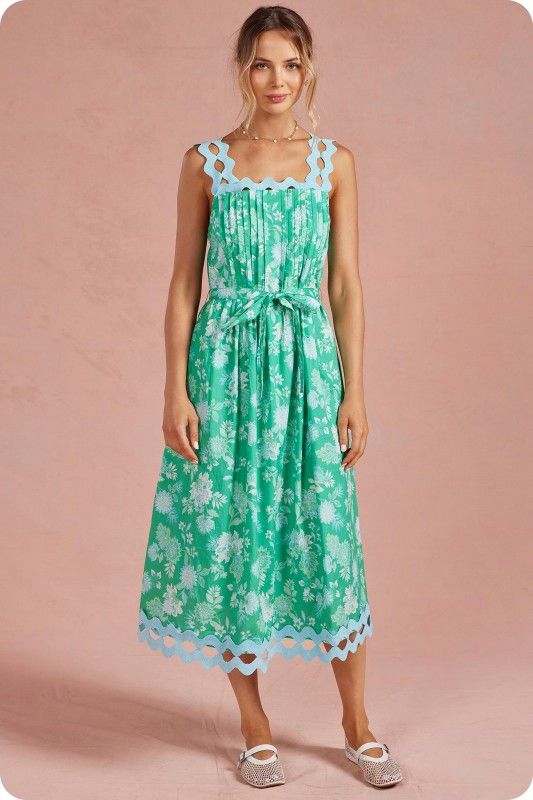 Botanical Ric Rac Midi Dress