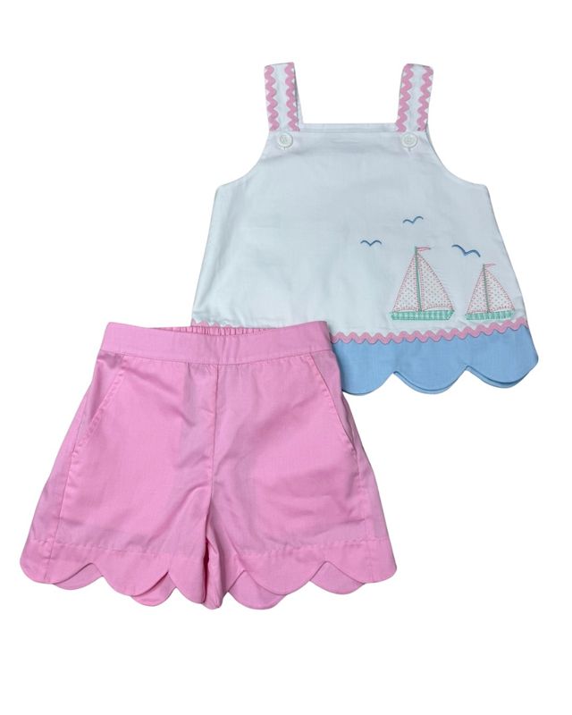 St. John Sailboats Applique Short Set