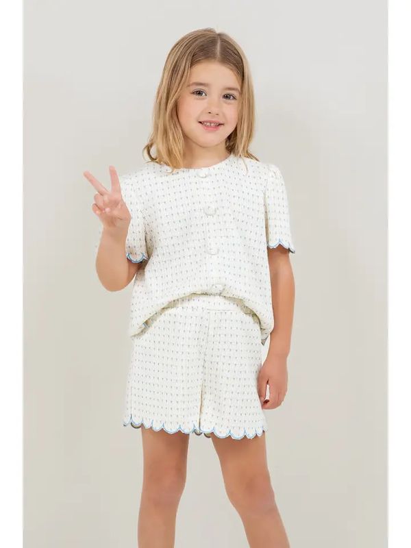Scalloped Knit Shorts Set