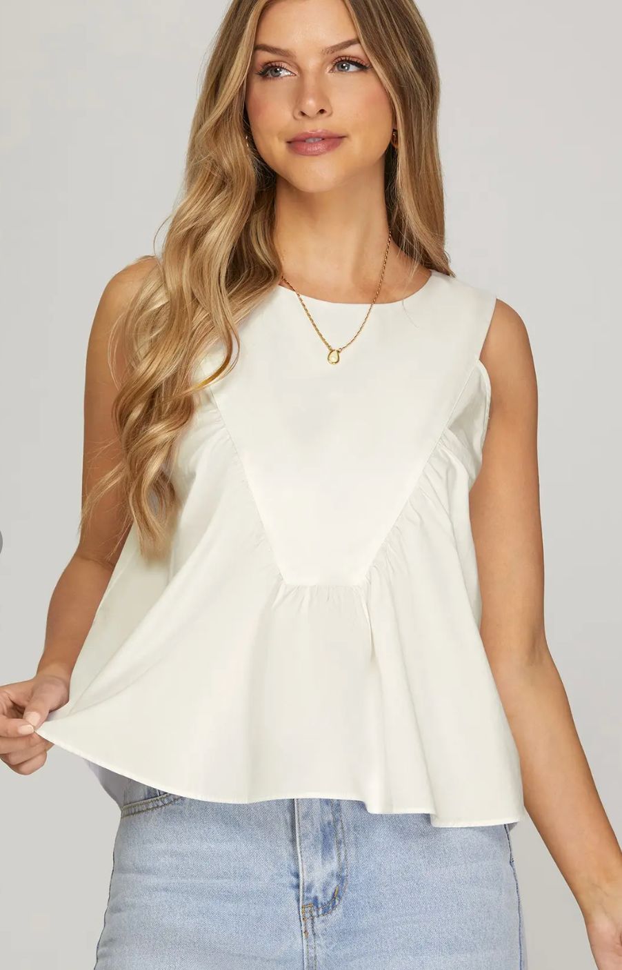 White Sleeveless Ruffle Top