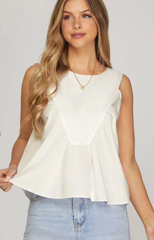 White Sleeveless Ruffle Top