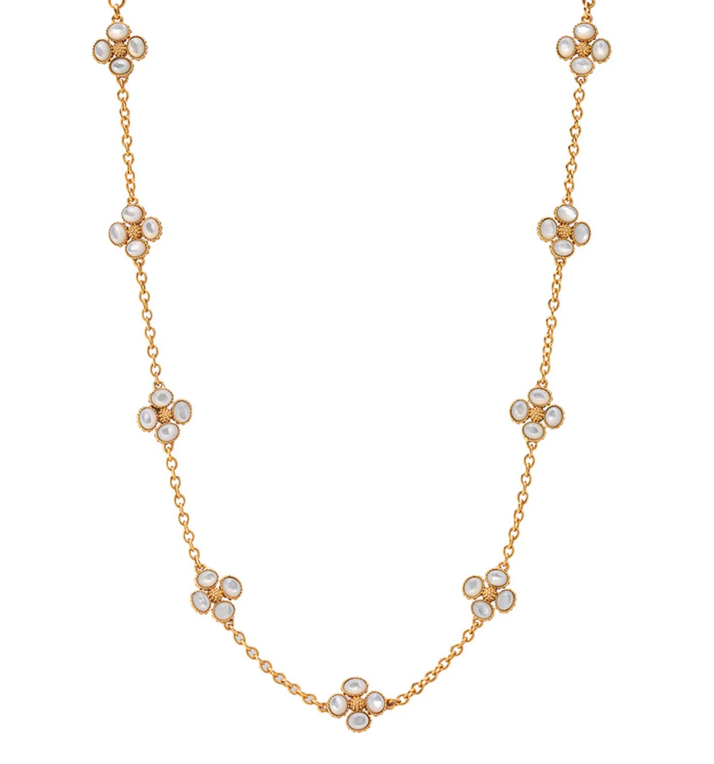 Berry Clover Double Sided Charm Necklace, 16"+2" - MOP