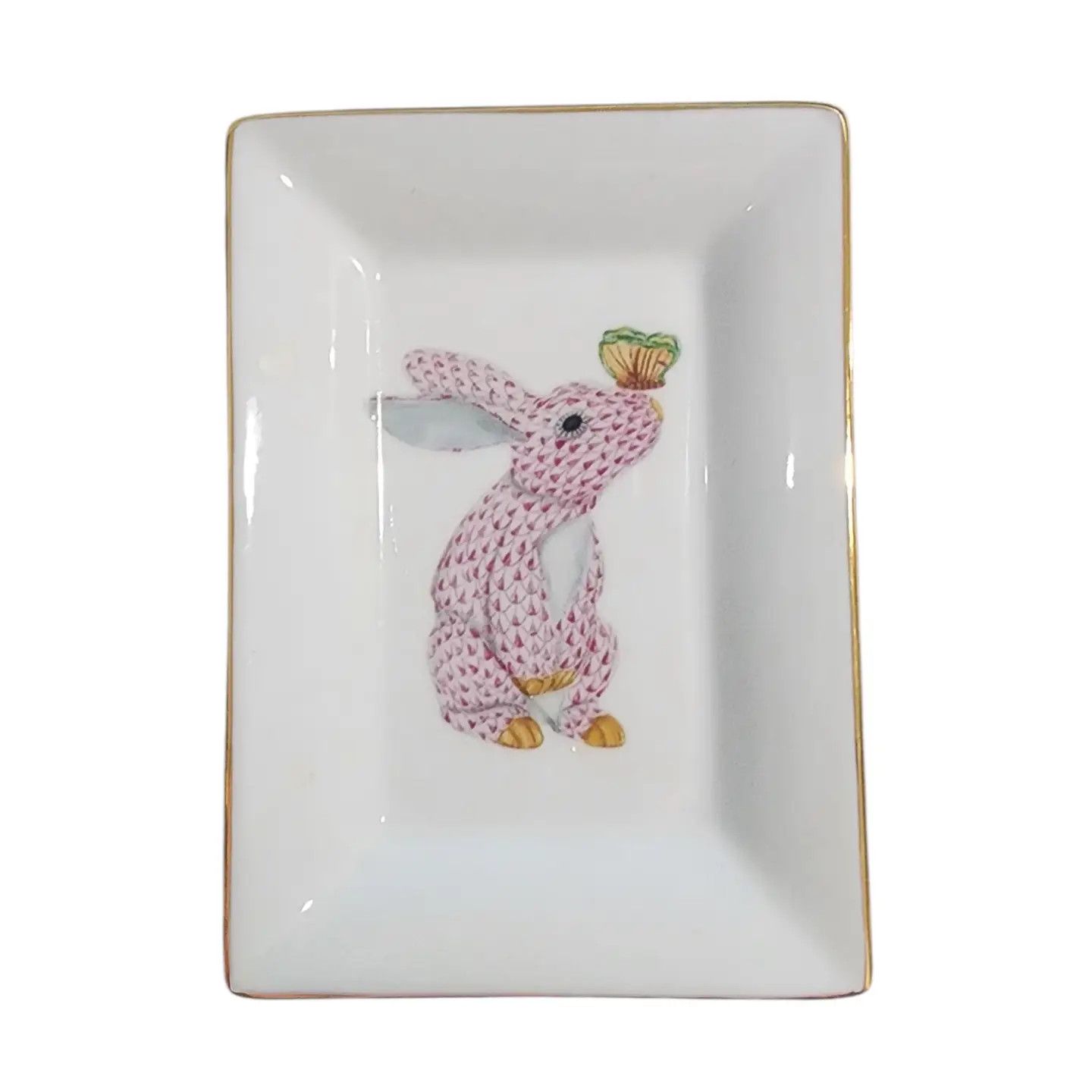 Pink Butterfly Bunny Rectangle Dish