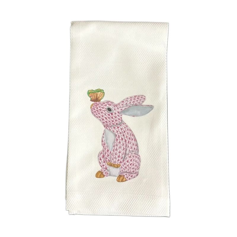 Pink Bunny Butterfly - Heavy Pique Guest Towel