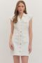 Gold Button Down Off-White Denim Dress