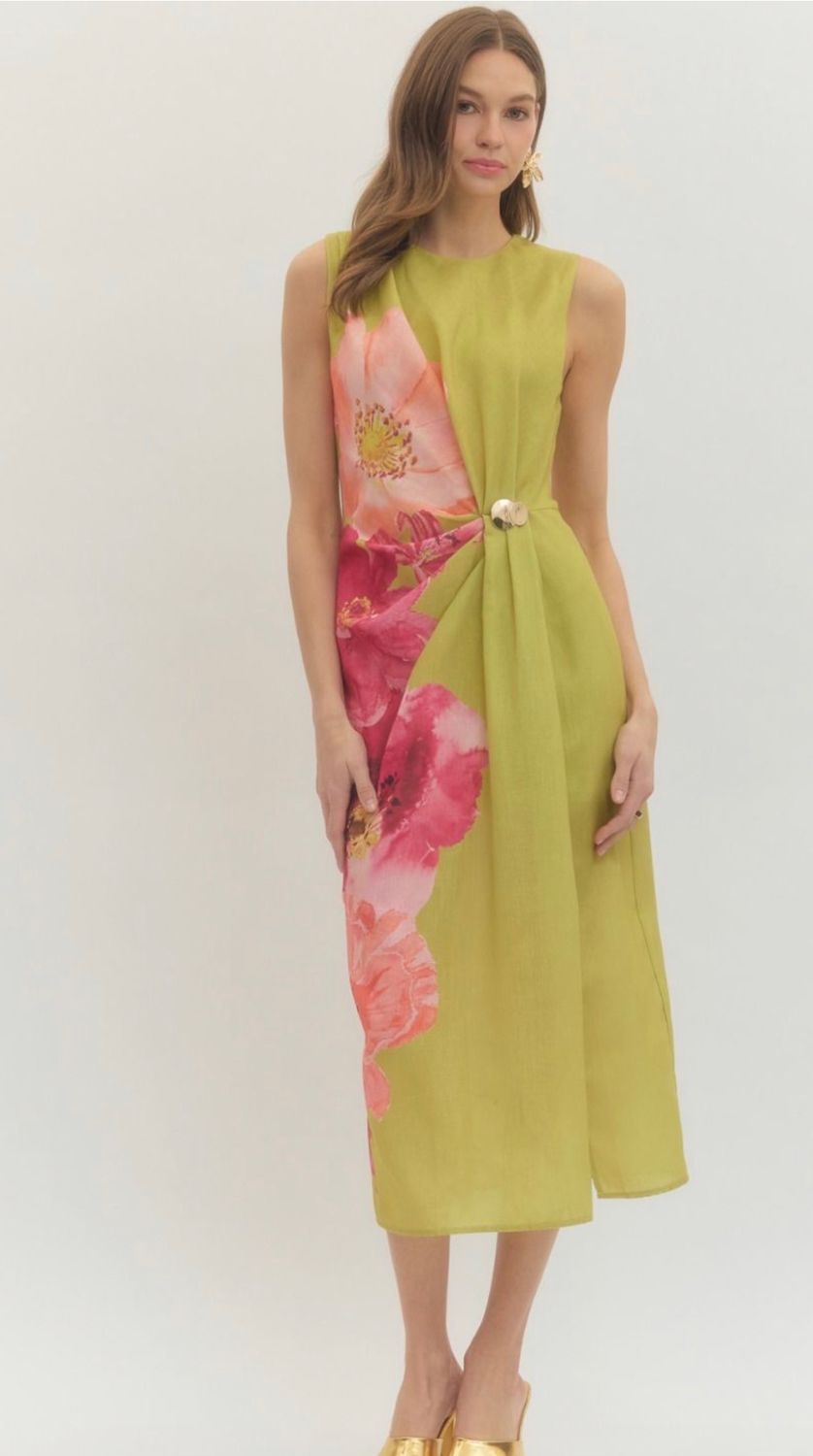 Chartreuse Maxi Linen Dress