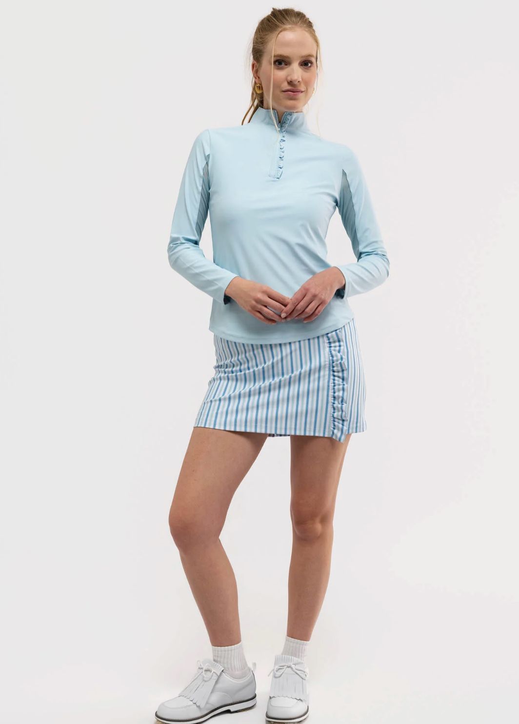 Ava Ruffle Quarter Zip-Seasalt