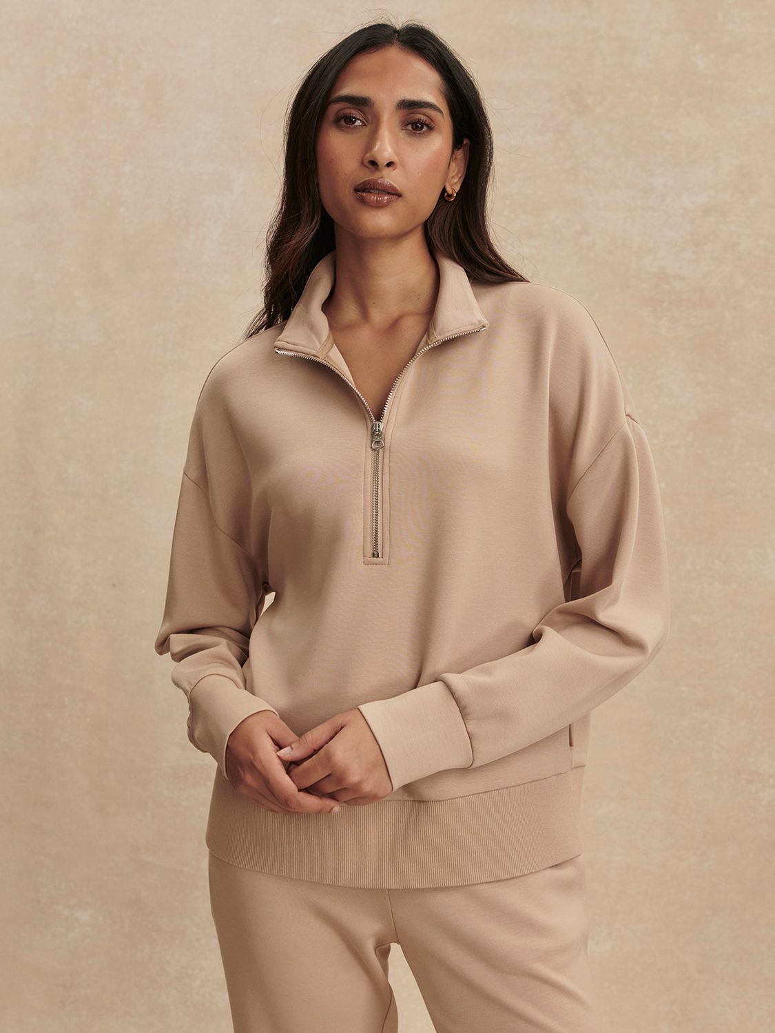 Mavis Mock Neck Sweat-Light Taupe