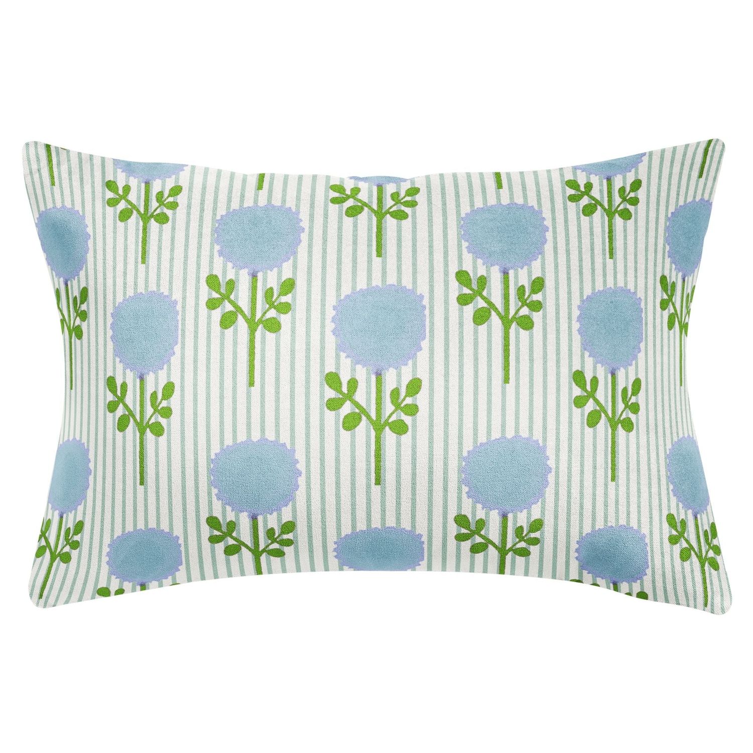 Marigold Ticking Stripes Blue 14x20 Pillow