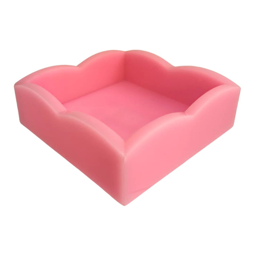 Pink Palm Acrylic Scalloped Cocktail Napkin Holder
