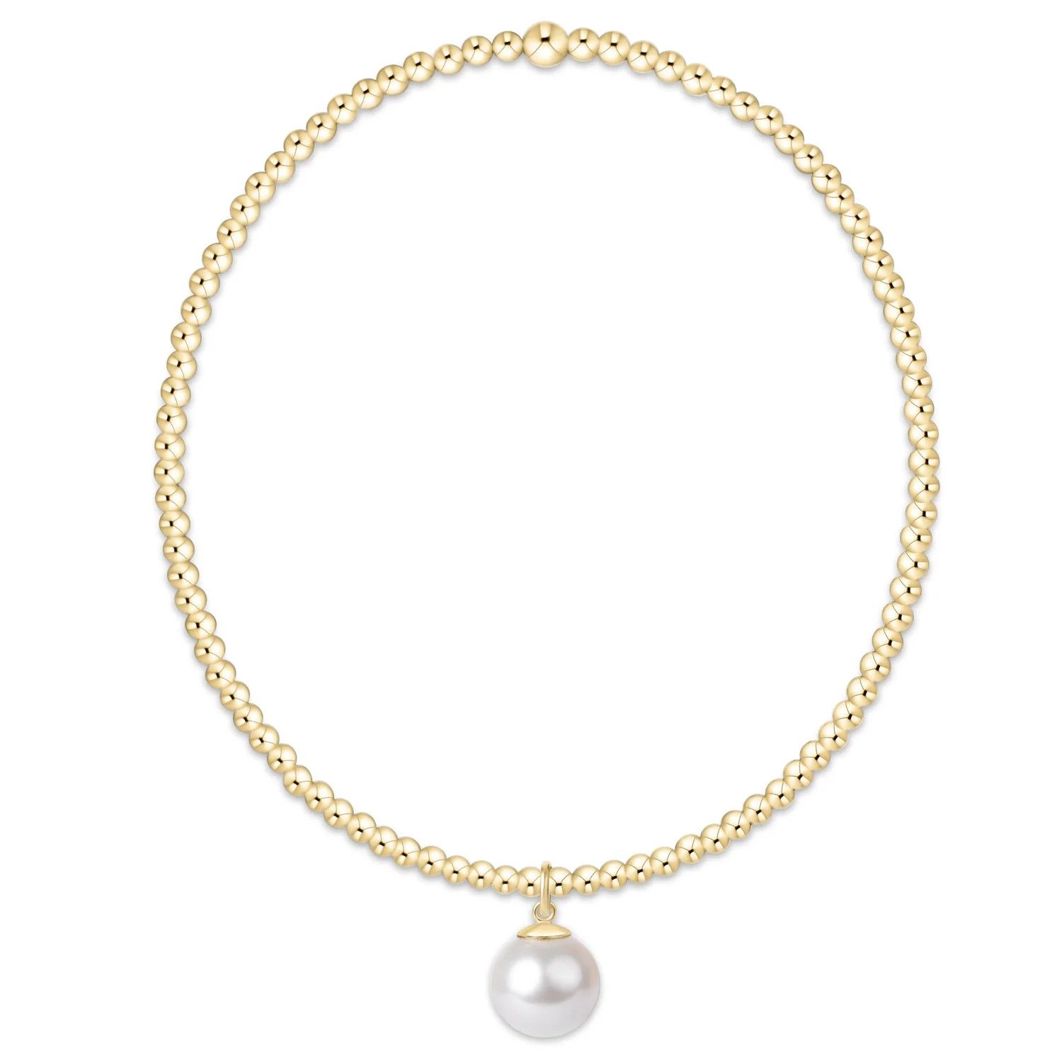 Classic Gold 2mm Bracelet - Classic Pearl 8mm Charm