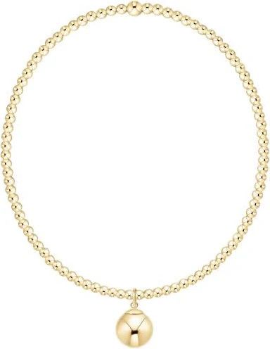 Classic Gold 2mm Bracelet - Classic Gold 8mm Charm
