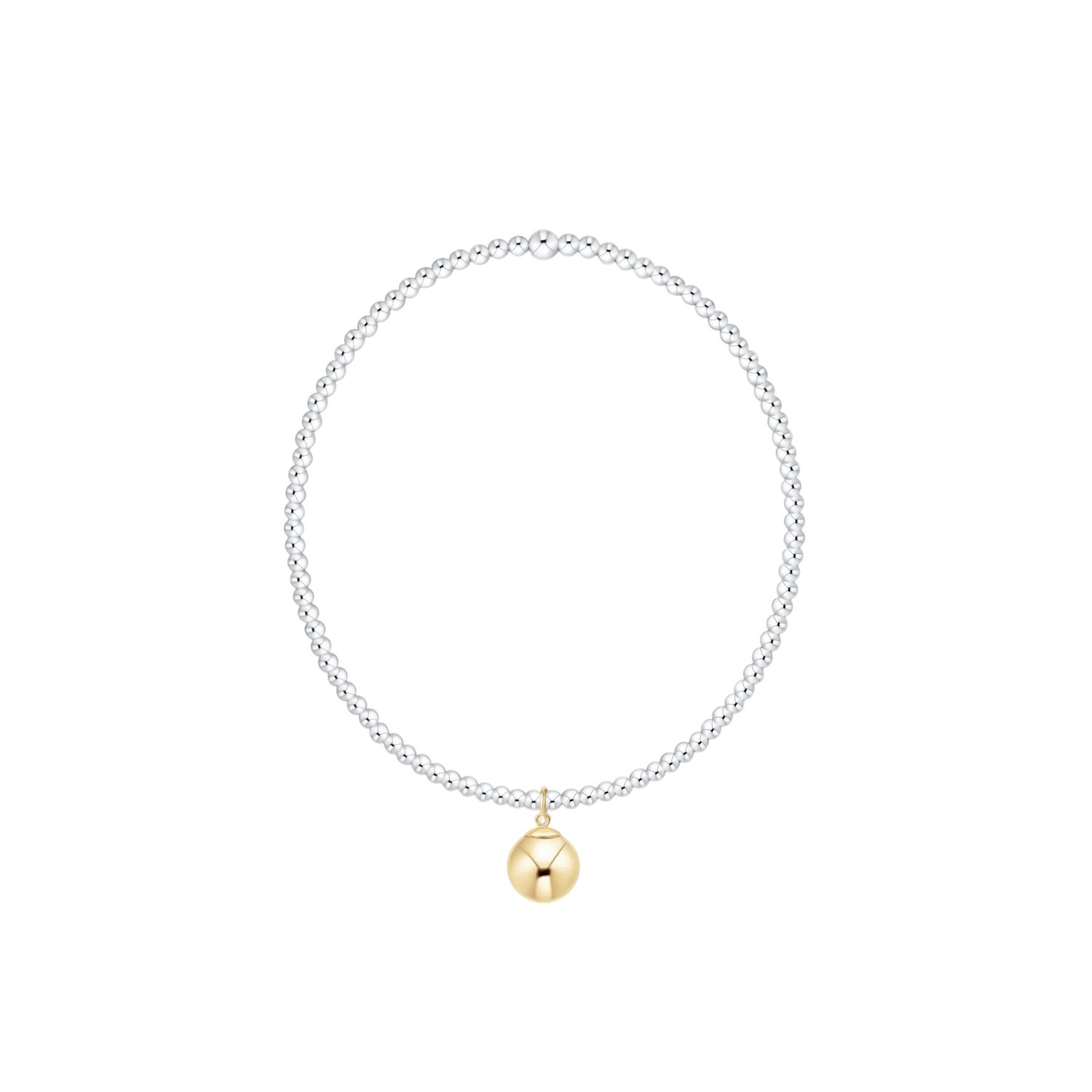 Classic Mixed Metal 2mm Bracelet - Classic Gold 8mm Charm