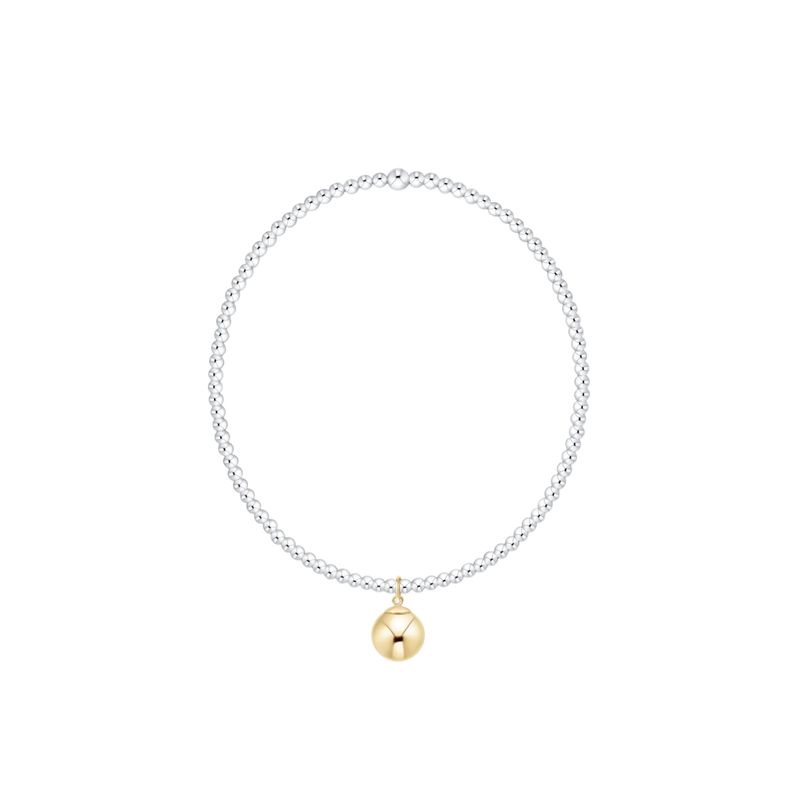 Classic Mixed Metal 2mm Bracelet - Classic Gold 8mm Charm