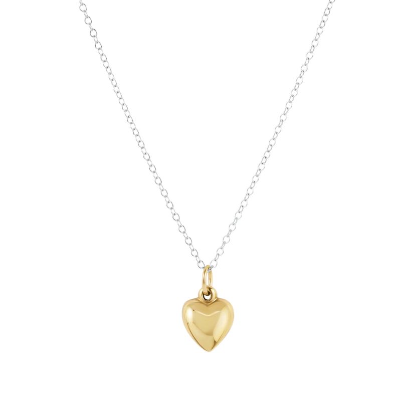 16" necklace mixed metal - love plush small gold charm