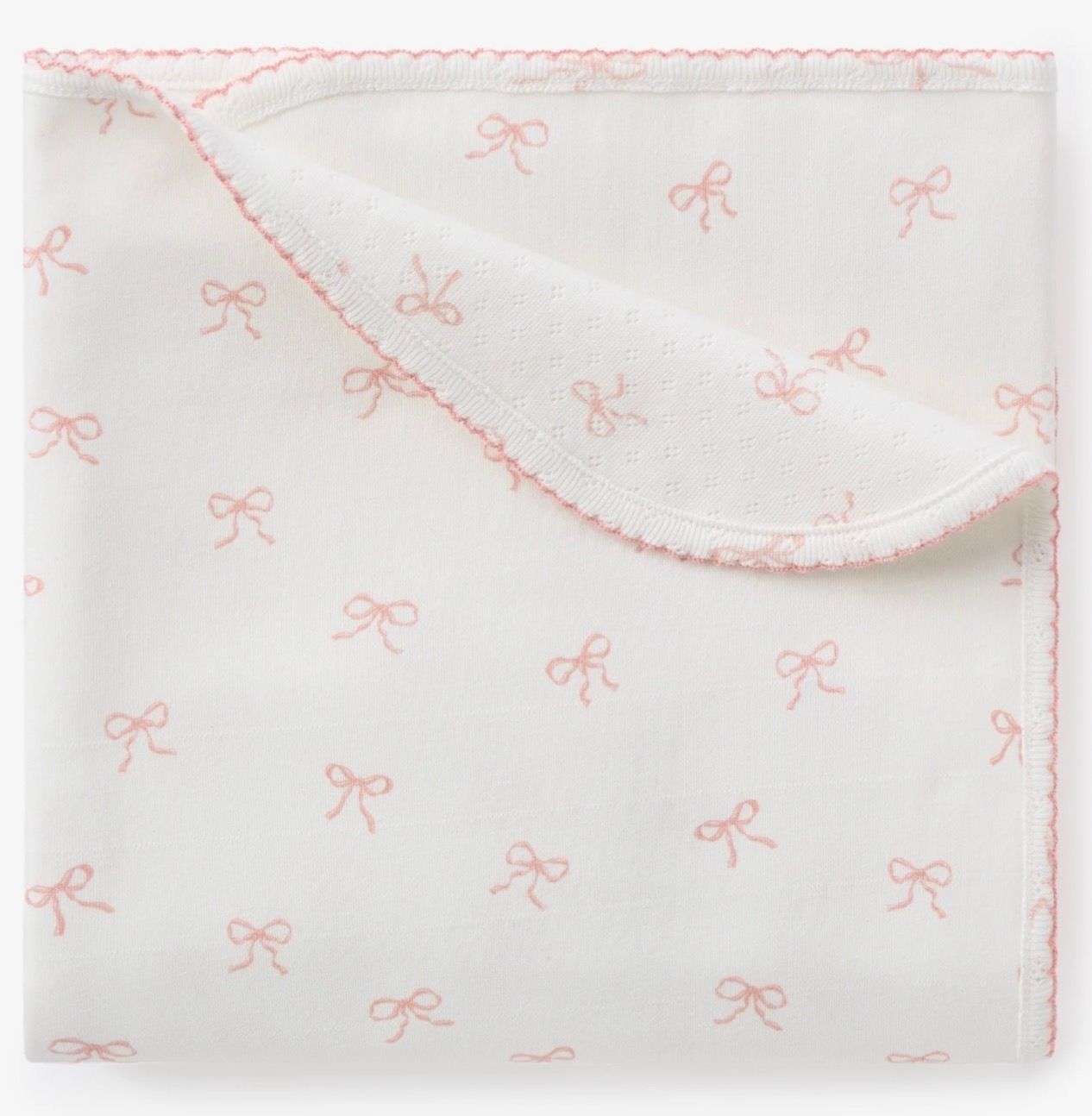 EB Pink Bow Embroidered Reversible Blanket 30x40
