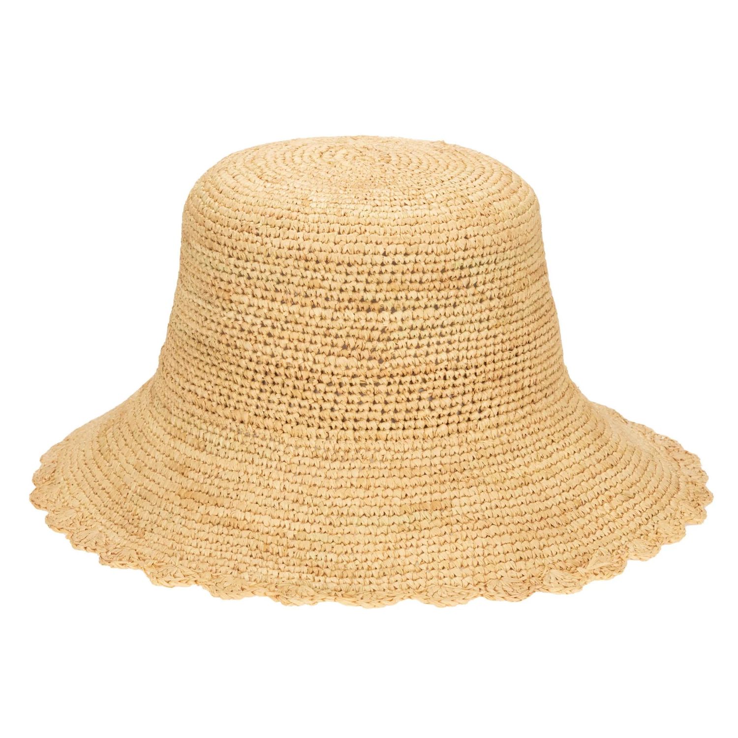 Hand Crochet Bucket Hat with Scalloped Brim- Sand Dollar