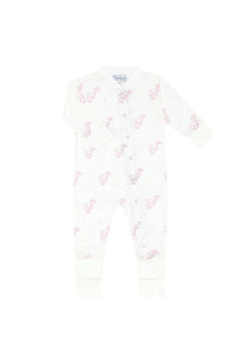 Pink Elephant Zipper Footie