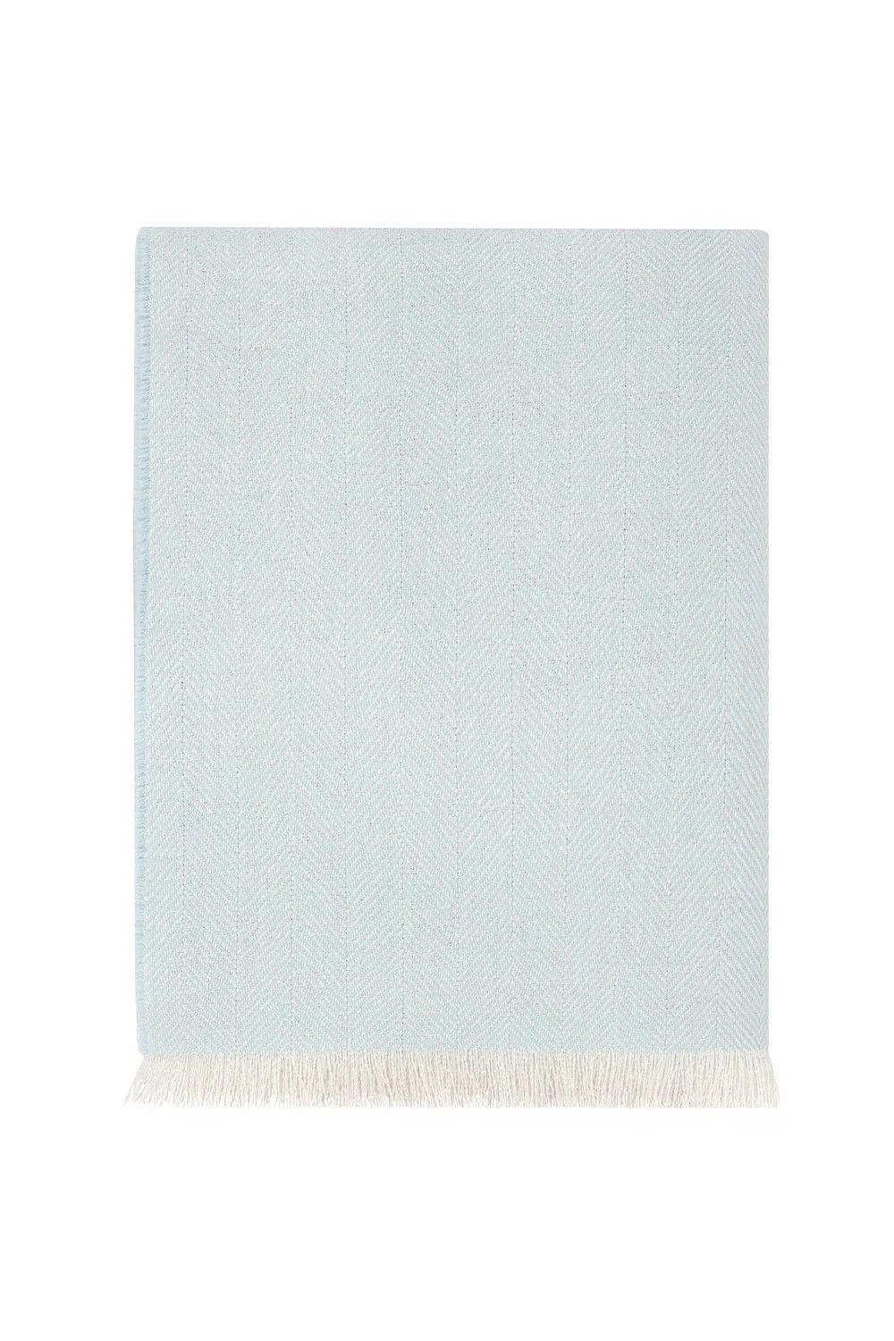 Herringbone Baby Alpaca Woven Blanket- Blue