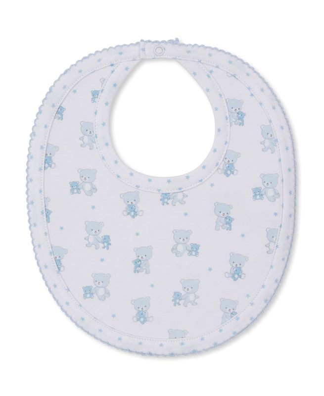 Reversible Bib Teddy Bear Love - Light Blue