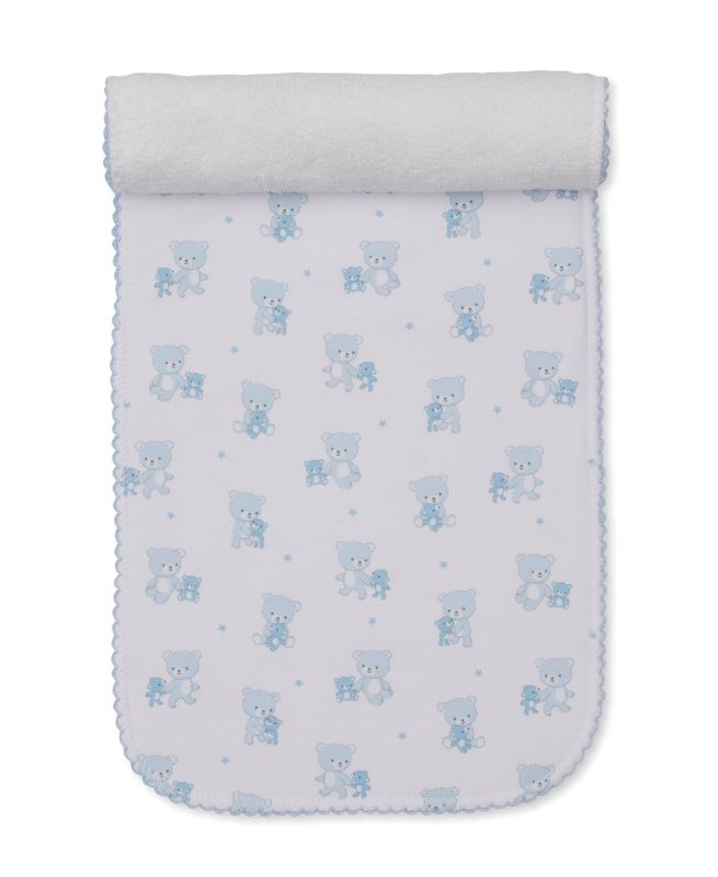Burp Cloth Teddy Bear Love - Light Blue