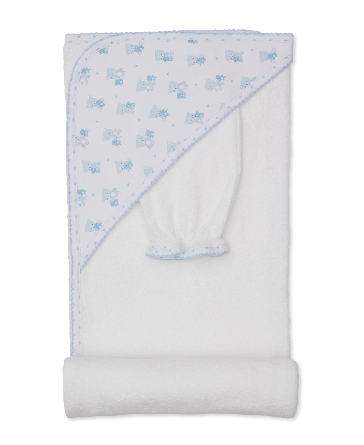 Teddy Bear Love Hooded Towel &amp; Mitt Set - Blue