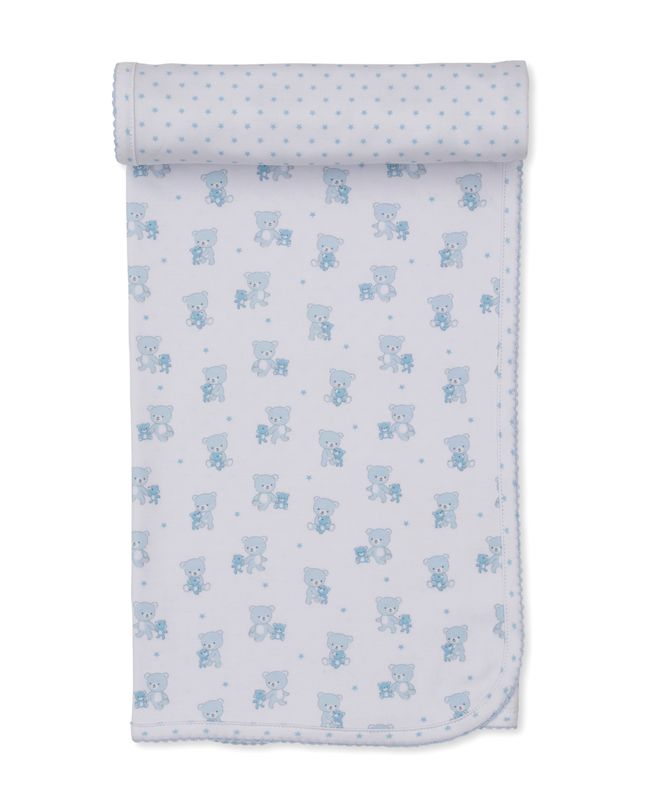 Teddy Bear Love Reversible Blanket - Blue