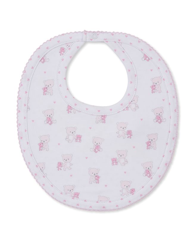 KK Reversible Teddy Bear Love Bib- Pink